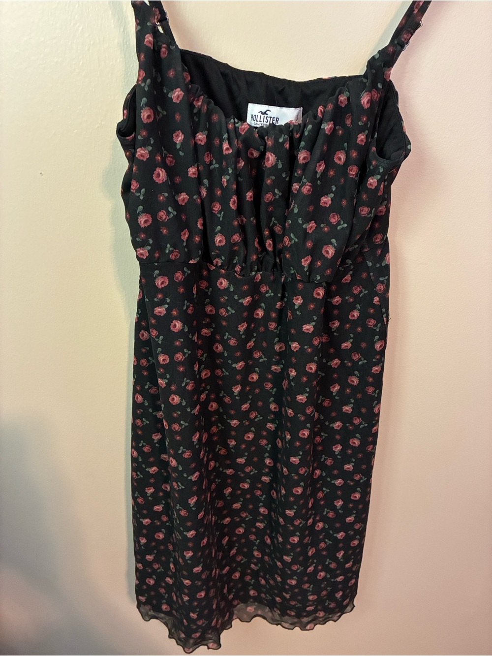 Hollister Black Mini Dress with Red Floral Print